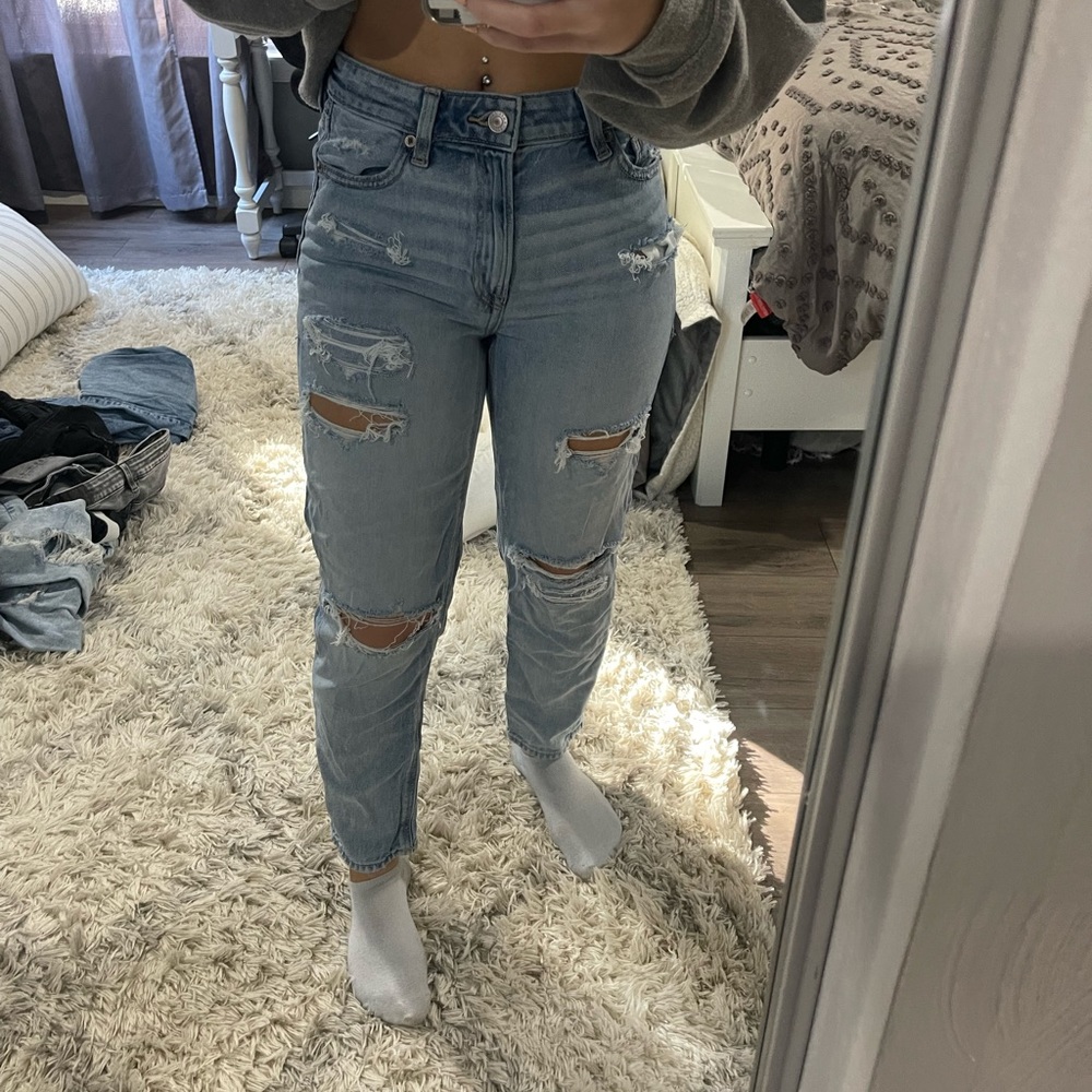 American Eagle distressed mom jeans